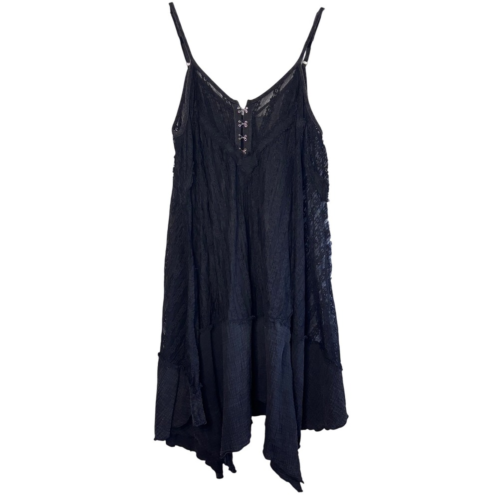 POL Black Lace Boho Sheered Sleeveless Dress Tunic Women's Oversized Small - Picture 2 of 8